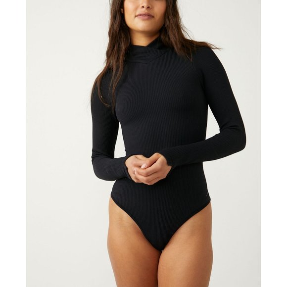 FREE PEOPLE XYZ Recycled Turtleneck Bodysuit / Black - Picture 1 of 7